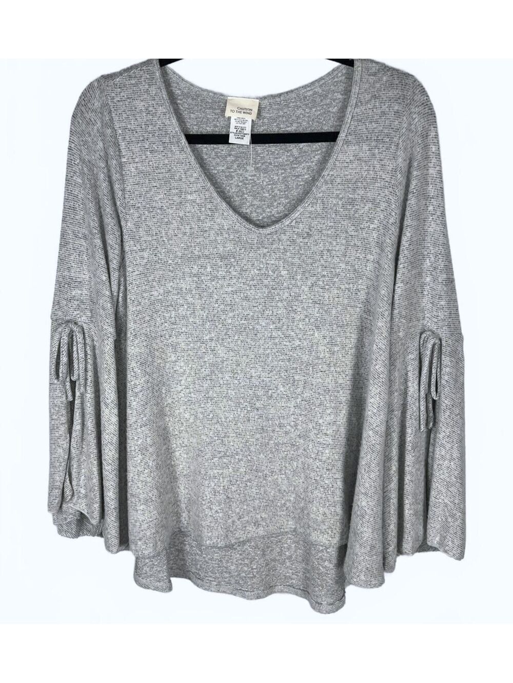 NWOT Caution to the Wind Bell Sleeve Knit Top Grey Boho Whimsigoth Prairie L